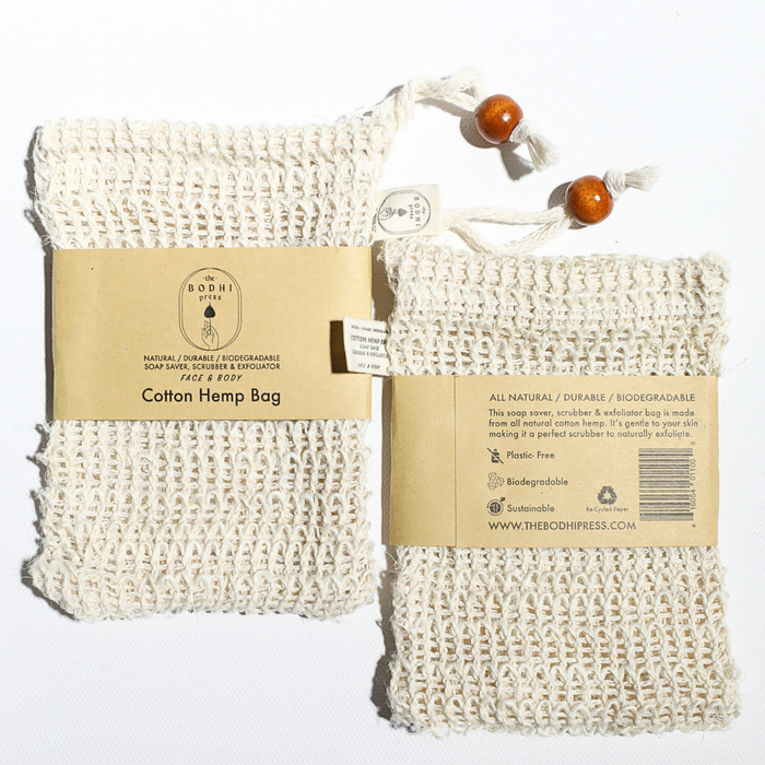 All-Natural Soap Saver Bag |Cotton Hemp Natural Sisal Soap Saver Bag Scrubber For Shower, Travel-friendly, Biodegradable By The Bodhi Press