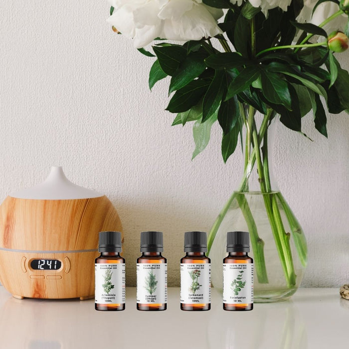 Pure Essential Oils Bundle: Spikenard, Artemisia, Eucalyptus & Juniper – Nature’s Healing in Every Drop