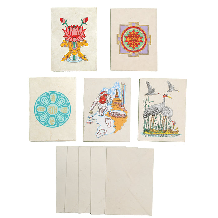 Greeting Card & Envelope Set I Vintage Variety Pack with Handmade Lokta Paper from Nepal