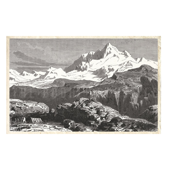 Antique engraved Image of Mount Everest 11"x 17" Print on Handmade Lokta Paper