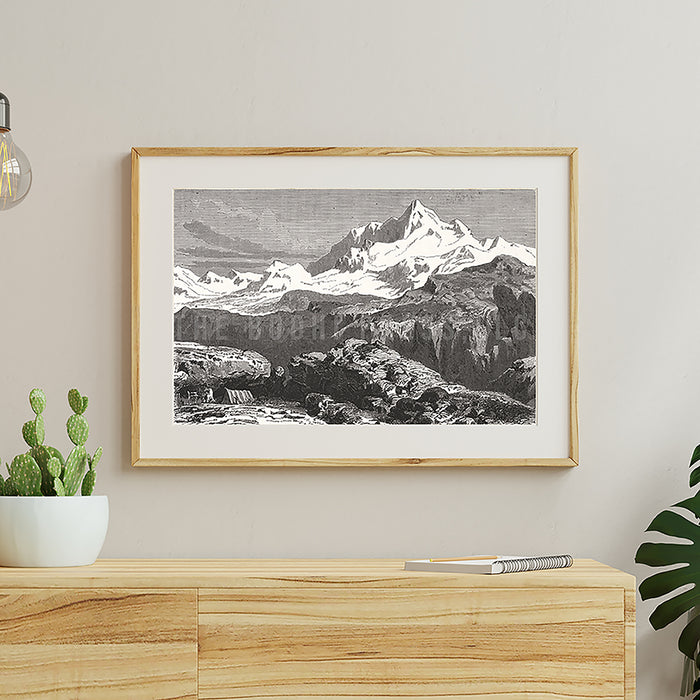 Antique engraved Image of Mount Everest 11"x 17" Print on Handmade Lokta Paper