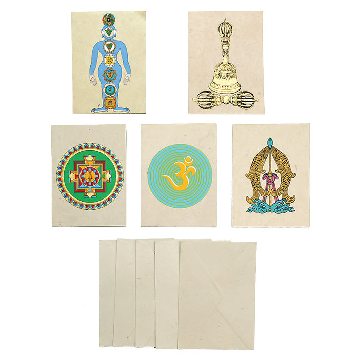 Greeting Card & Envelope Set I Vintage Variety Pack with Handmade Lokta Paper from Nepal