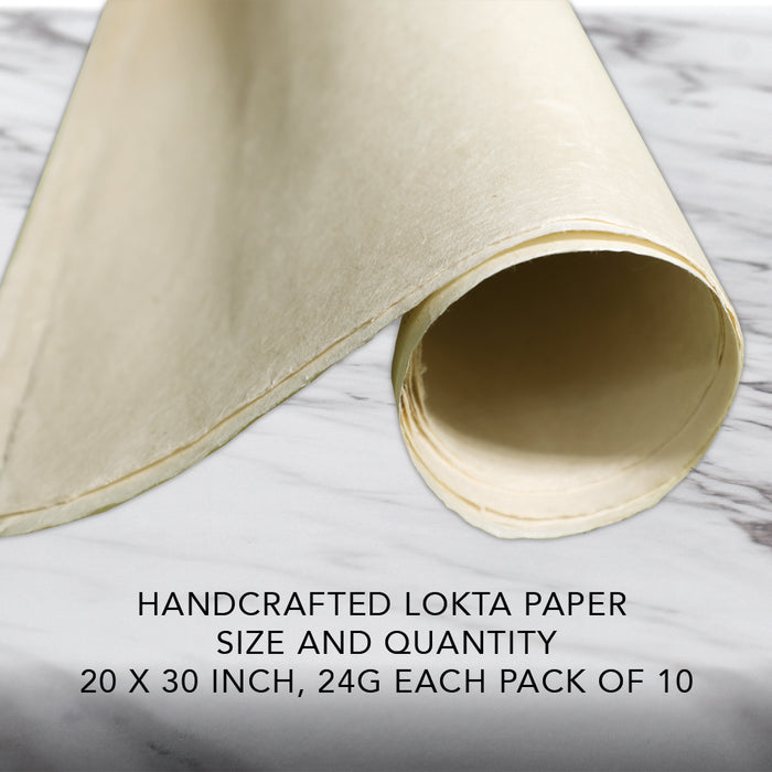 Sustainable Wrapping Paper Handmade from Tree-Free Lokta Paper I Reusable Gift Wrap 10 Sheets 20x30 inches