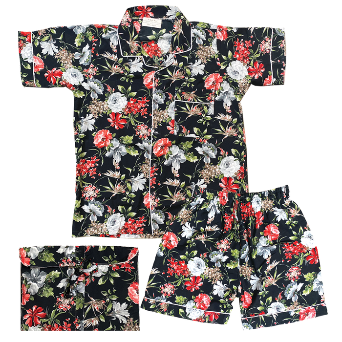 Silk Cotton Pajama Top & Short Set I Handmade Luxury Sleep Wear for Women